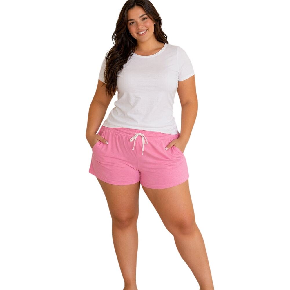 Candace Cameron Bure Womens Pink Terry Lounge Shorts 2XP Drawstring Casual
